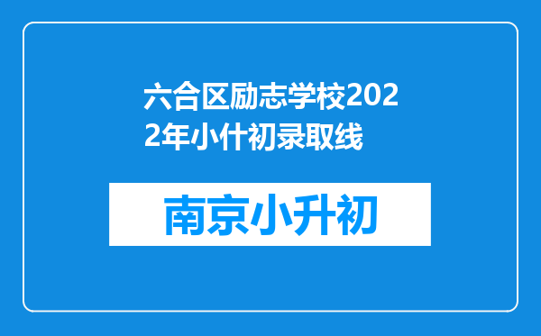 六合区励志学校2022年小什初录取线