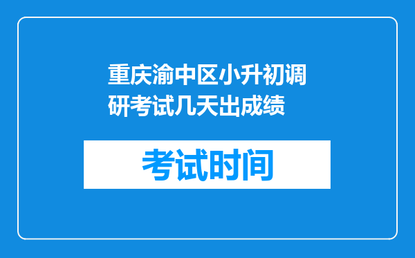 重庆渝中区小升初调研考试几天出成绩