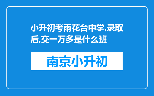 小升初考雨花台中学,录取后,交一万多是什么班