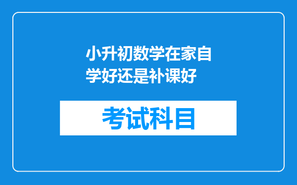 小升初数学在家自学好还是补课好