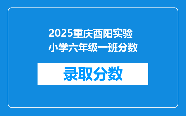 2026重庆酉阳实验小学六年级一班分数