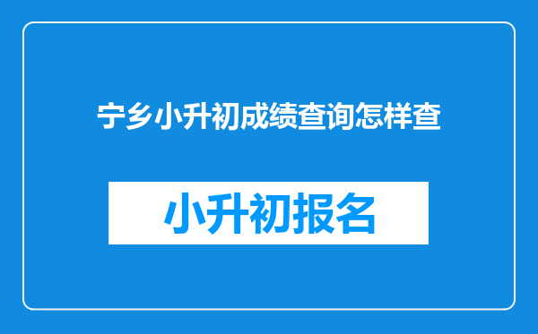 宁乡小升初成绩查询怎样查