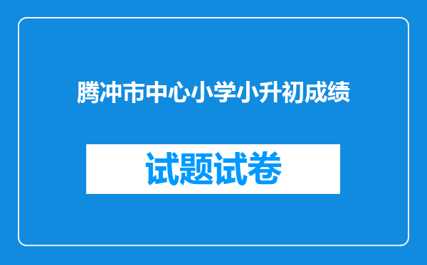 腾冲市中心小学小升初成绩