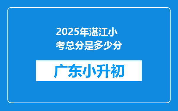 2025年湛江小考总分是多少分