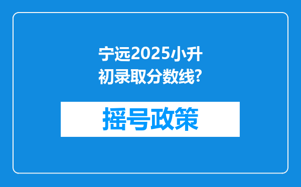 宁远2025小升初录取分数线?