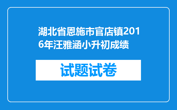 湖北省恩施市官店镇2016年汪雅涵小升初成绩