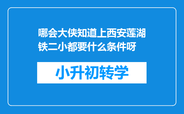 哪会大侠知道上西安莲湖铁二小都要什么条件呀