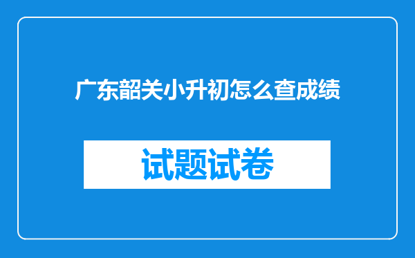 广东韶关小升初怎么查成绩
