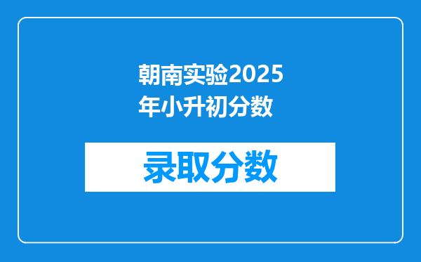 朝南实验2026年小升初分数