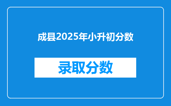 成县2026年小升初分数