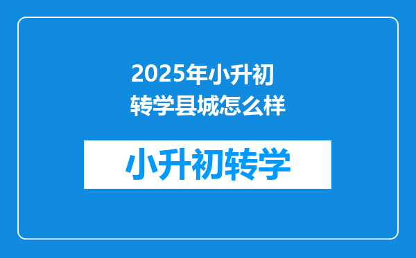 2025年小升初转学县城怎么样