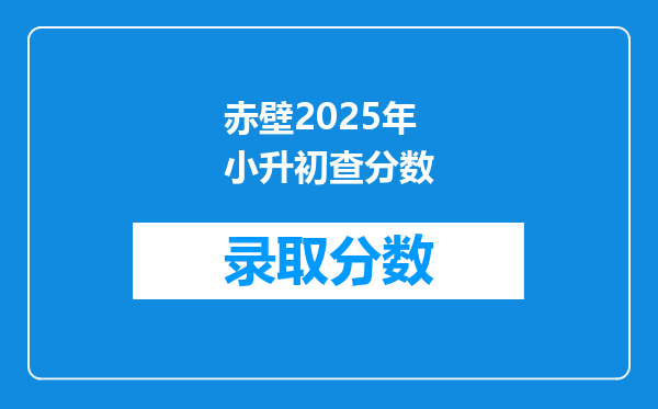 赤壁2026年小升初查分数