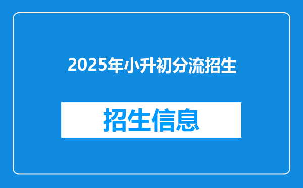 2025年小升初分流招生