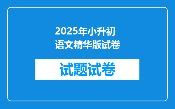 2025年小升初语文精华版试卷
