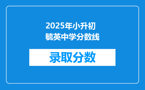 2025年小升初毓英中学分数线