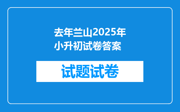 去年兰山2025年小升初试卷答案