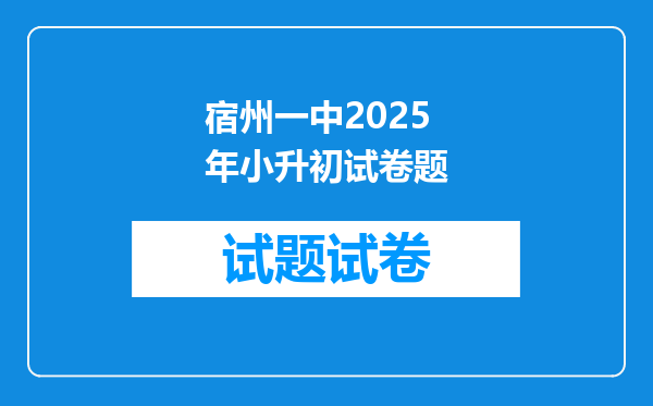 宿州一中2025年小升初试卷题