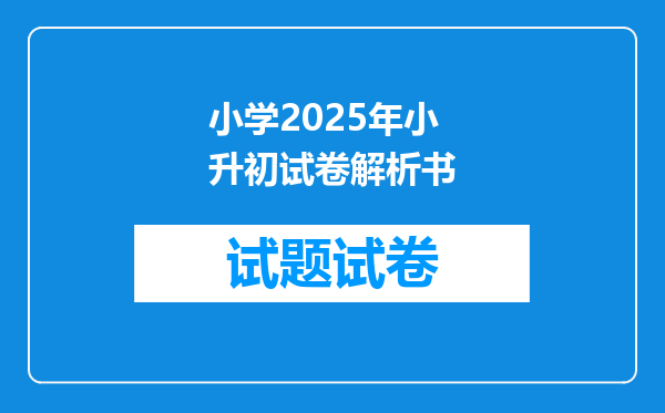 小学2026年小升初试卷解析书