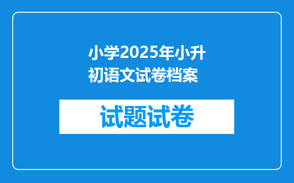 小学2026年小升初语文试卷档案