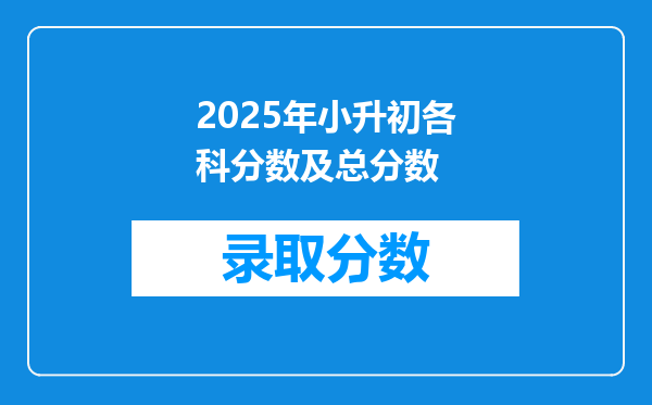 2025年小升初各科分数及总分数