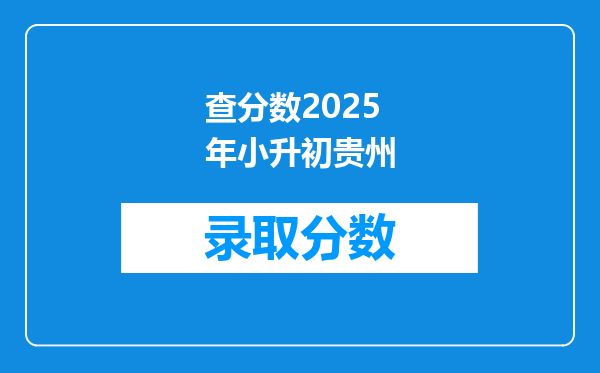 查分数2026年小升初贵州
