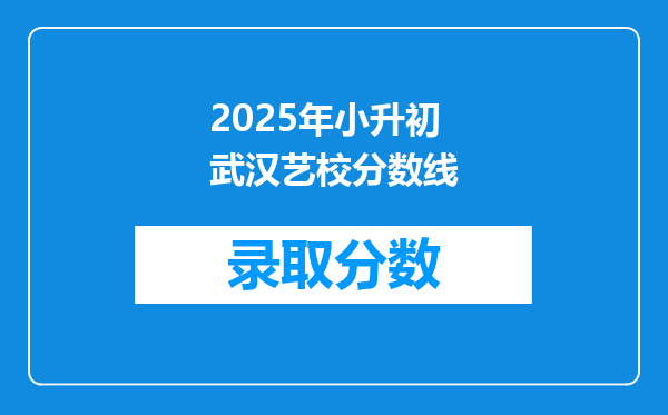 2025年小升初武汉艺校分数线