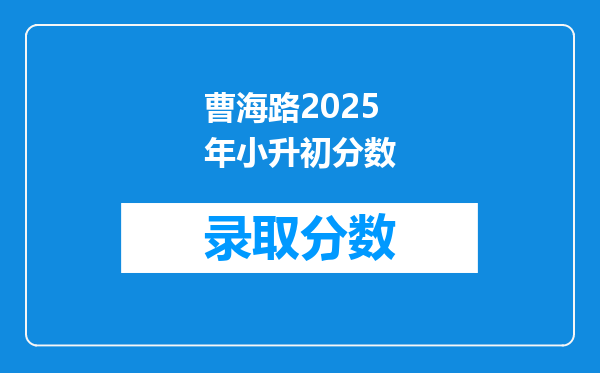 曹海路2026年小升初分数