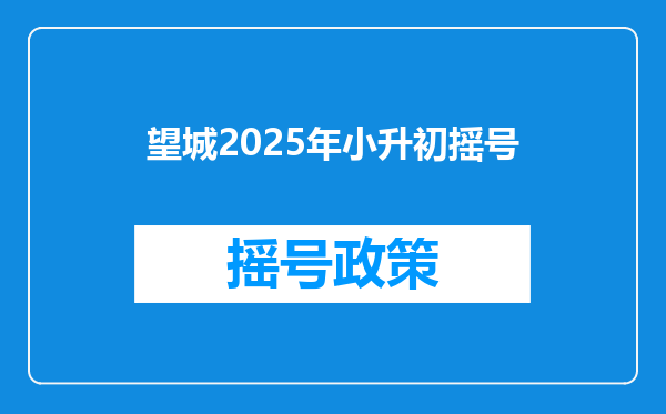 望城2025年小升初摇号