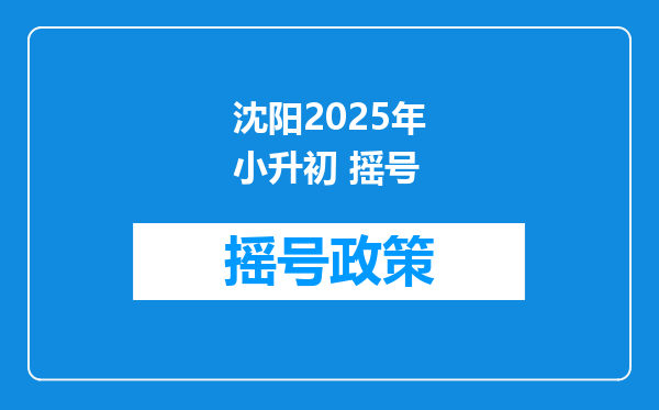 沈阳2025年小升初 摇号