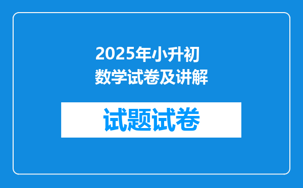 2025年小升初数学试卷及讲解