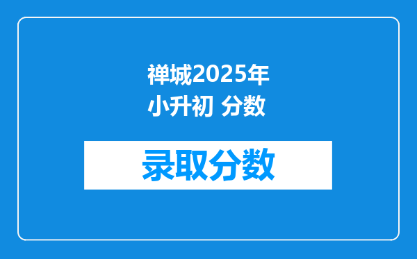 禅城2026年小升初 分数