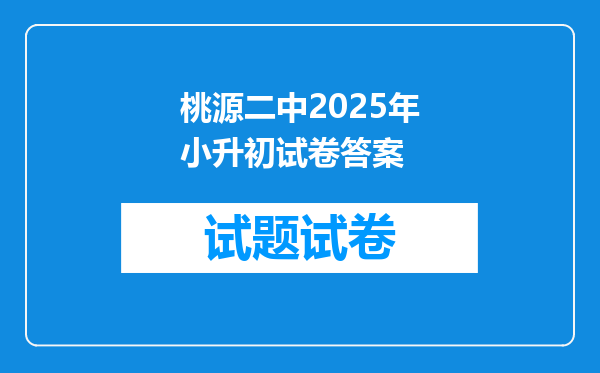桃源二中2025年小升初试卷答案