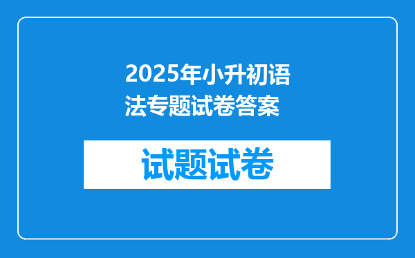 2026年小升初语法专题试卷答案