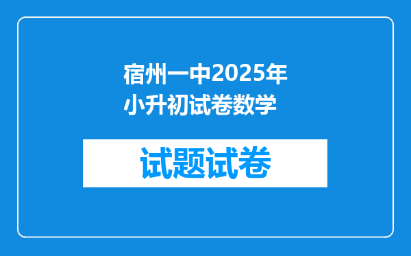 宿州一中2025年小升初试卷数学