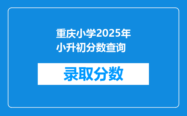 重庆小学2026年小升初分数查询
