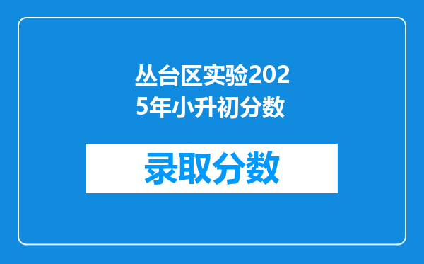 丛台区实验2026年小升初分数