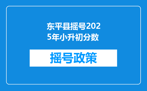 东平县摇号2025年小升初分数