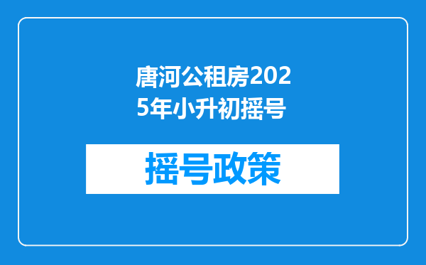 唐河公租房2025年小升初摇号