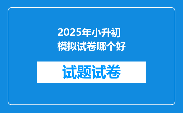 2025年小升初模拟试卷哪个好