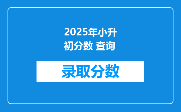 2025年小升初分数 查询