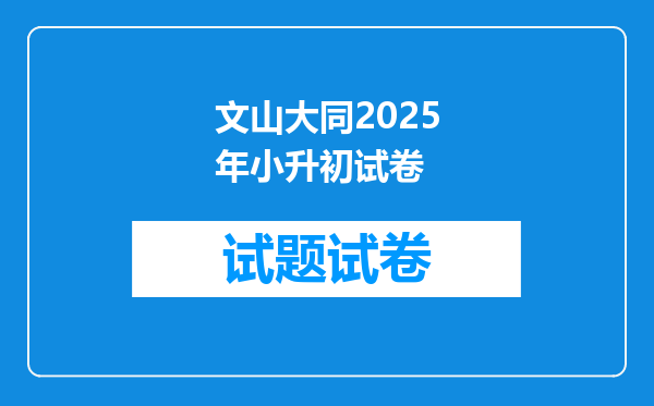 文山大同2025年小升初试卷
