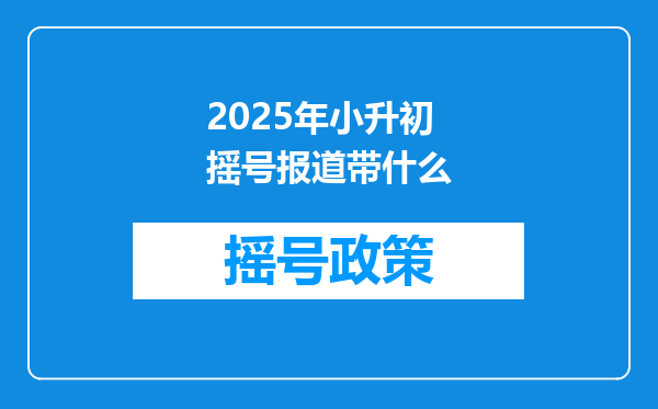 2025年小升初摇号报道带什么