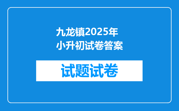 九龙镇2025年小升初试卷答案