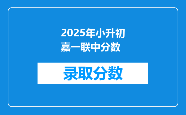 2025年小升初嘉一联中分数