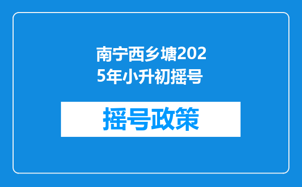 南宁西乡塘2025年小升初摇号