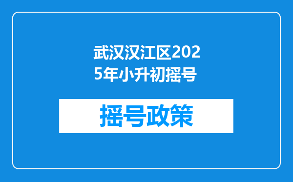 武汉汉江区2025年小升初摇号