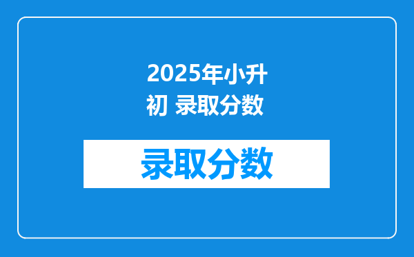 2025年小升初 录取分数