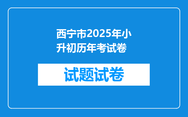 西宁市2026年小升初历年考试卷