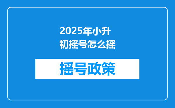 2025年小升初摇号怎么摇