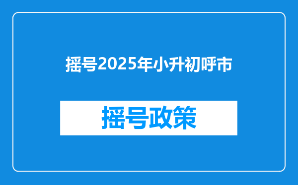 摇号2025年小升初呼市
